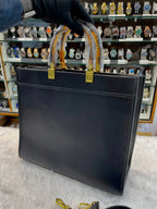 Fendi sunshine medium black leather bag in master piece for girls