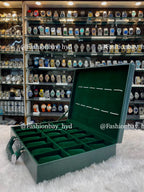 24pc watch organizer briefcase in green leather