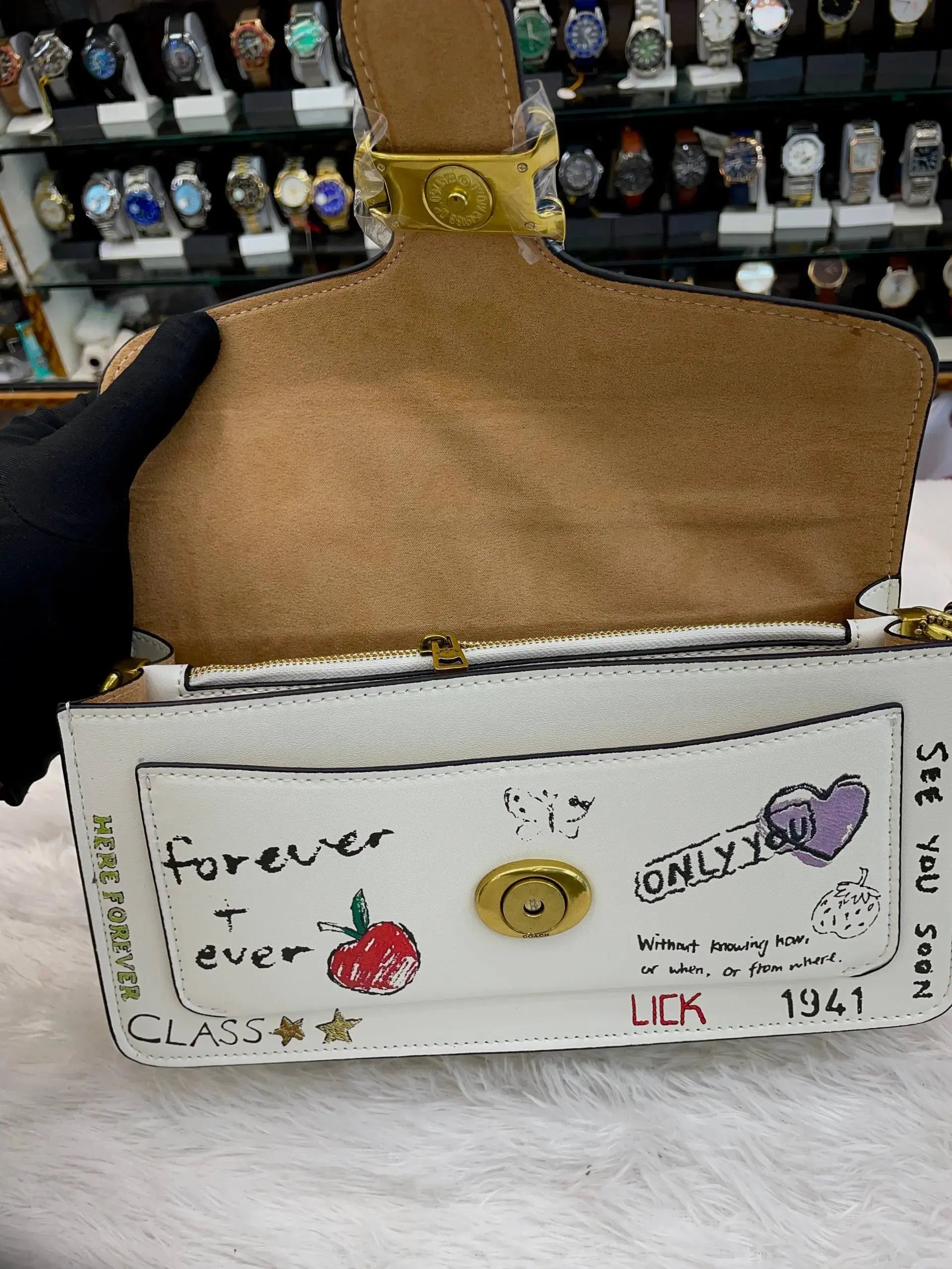 Coach tabby small shoulder bag with sketch print master piece