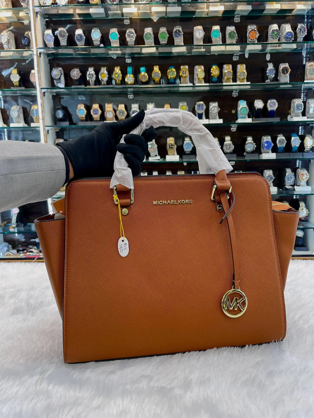 Michael Kors mk handbag for girls tan color