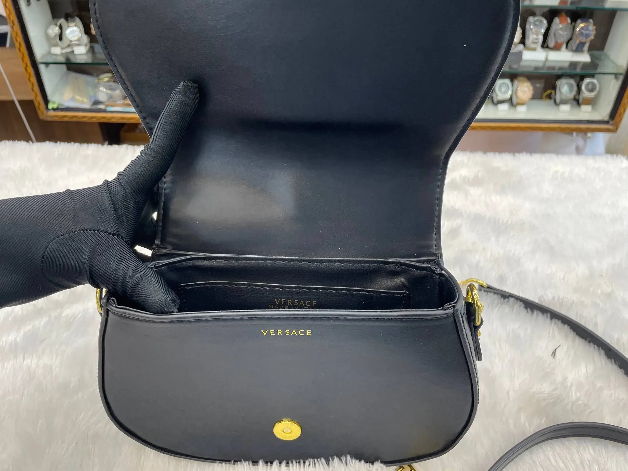 Versace small greca goddess shoulder bag master piece in black