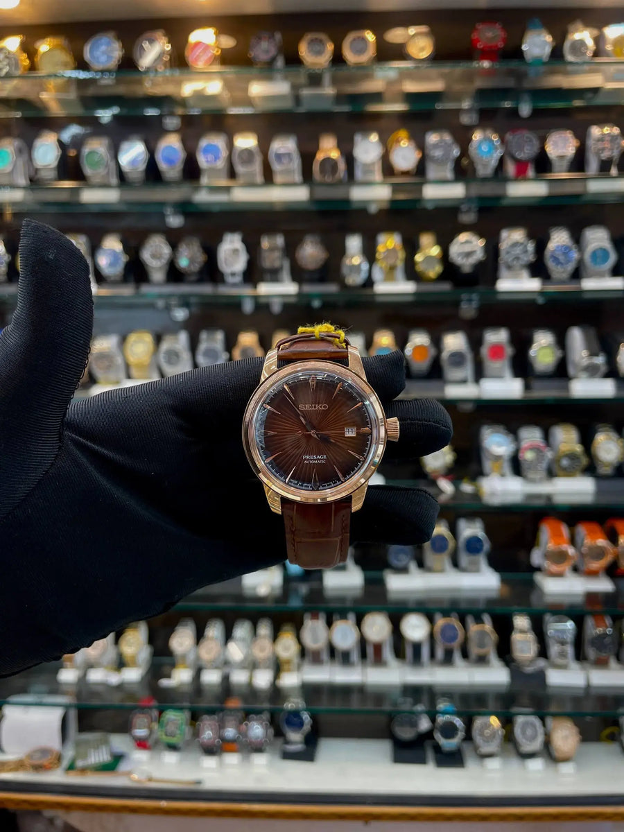 Seiko presage automatic 4r35a now in master piece brown