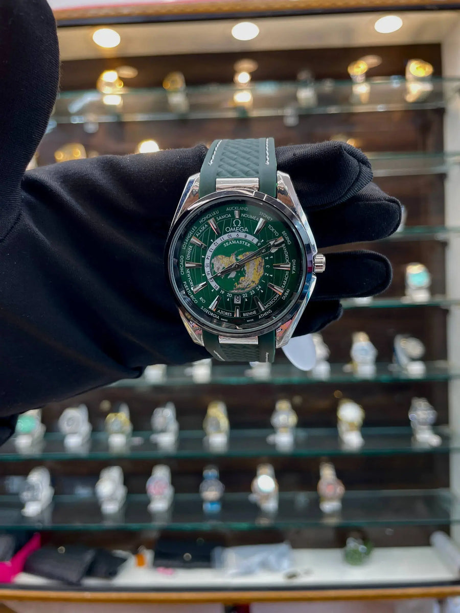 Omega seamaster world dial under budget for mens green