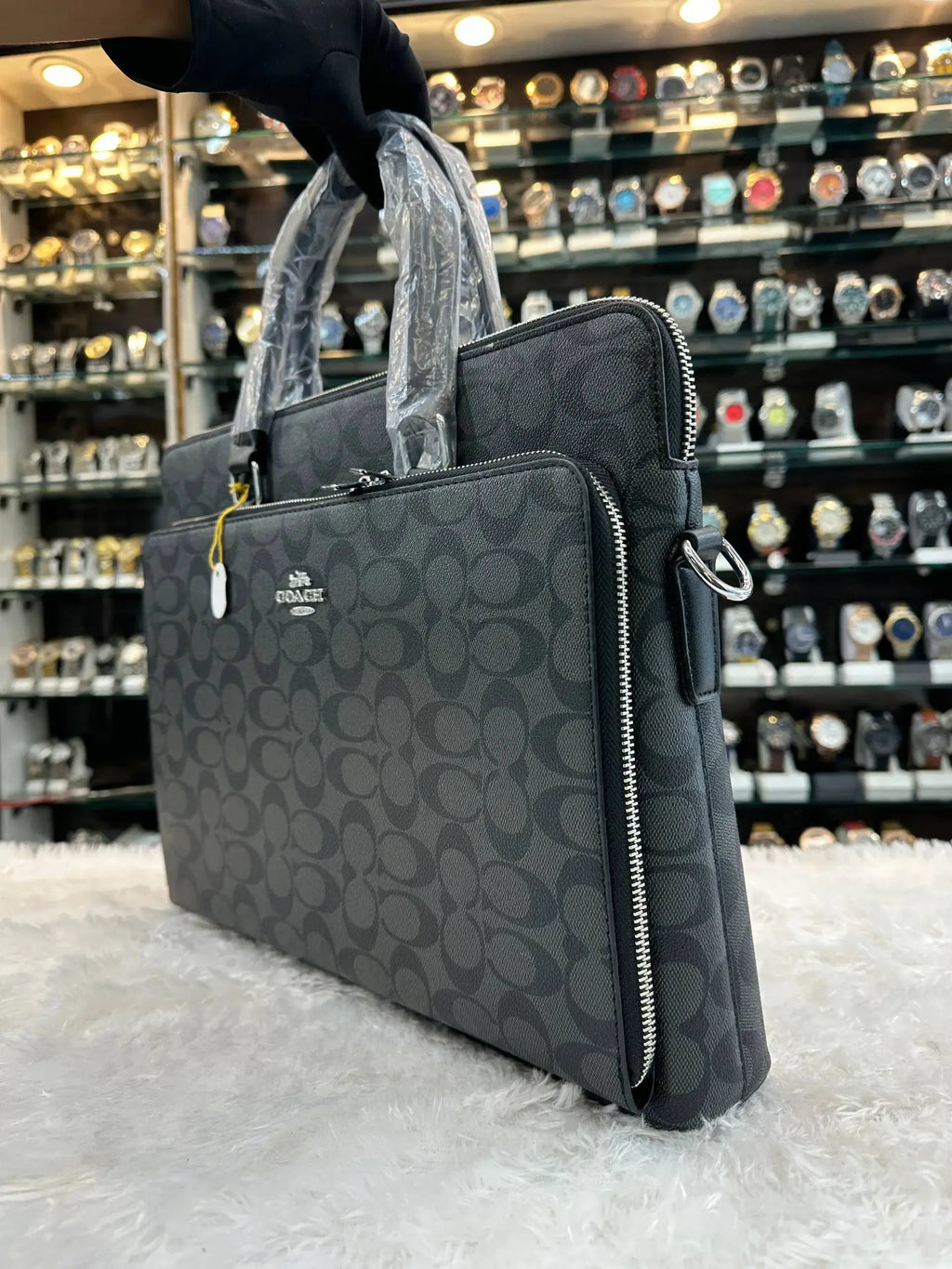 Coach black laptop bag in heavy quality