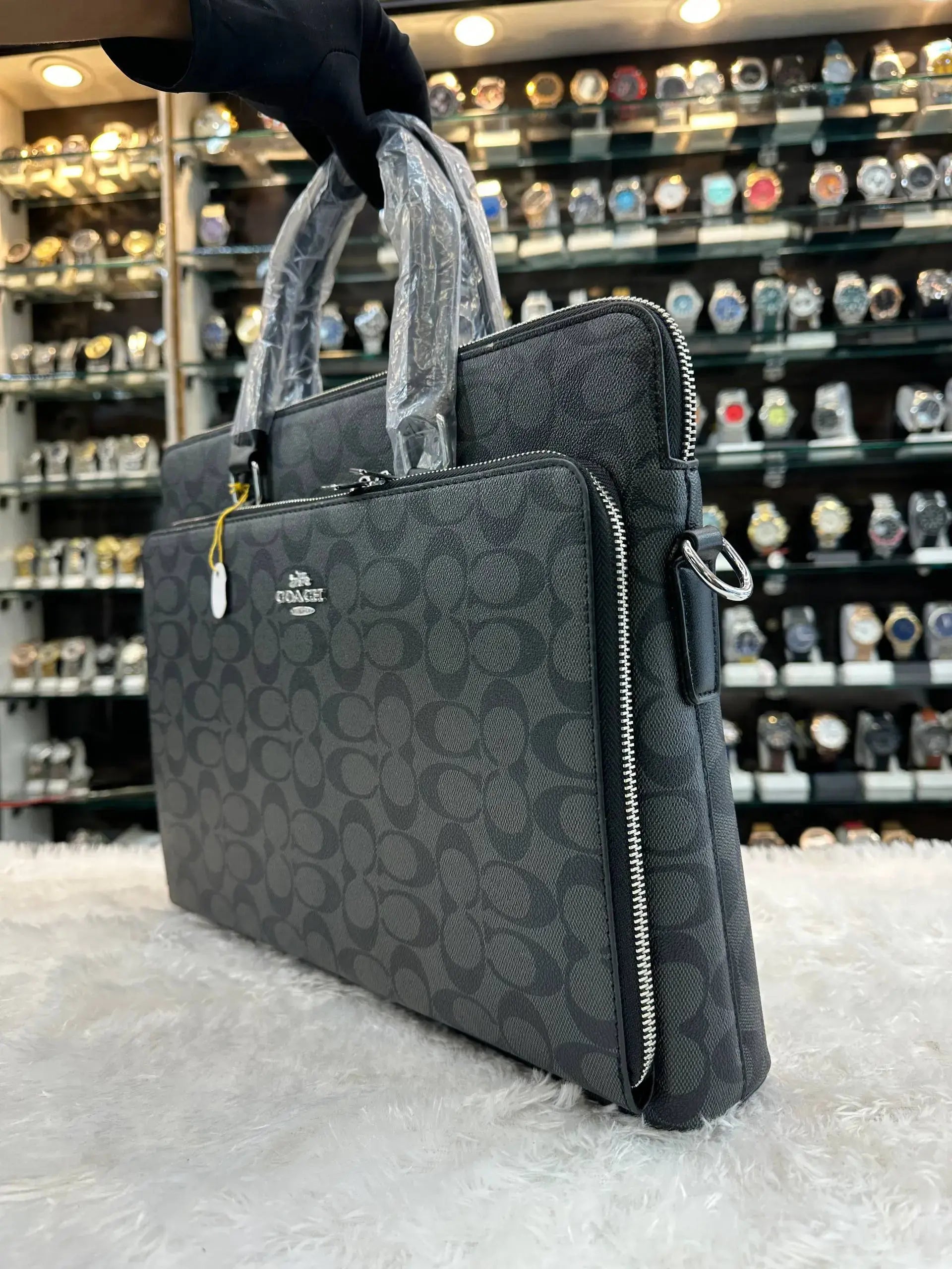Coach black laptop bag in heavy quality