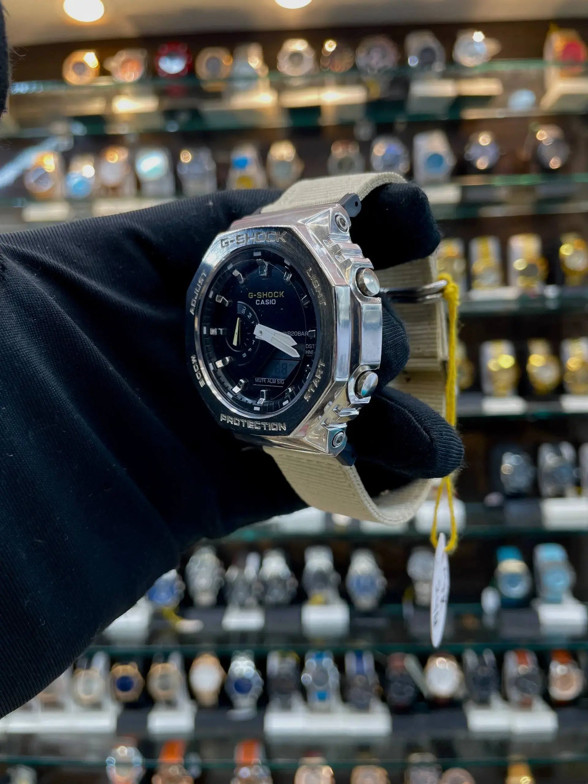 Gshock gm2100c-5a now in cloth strap chrono working silver
