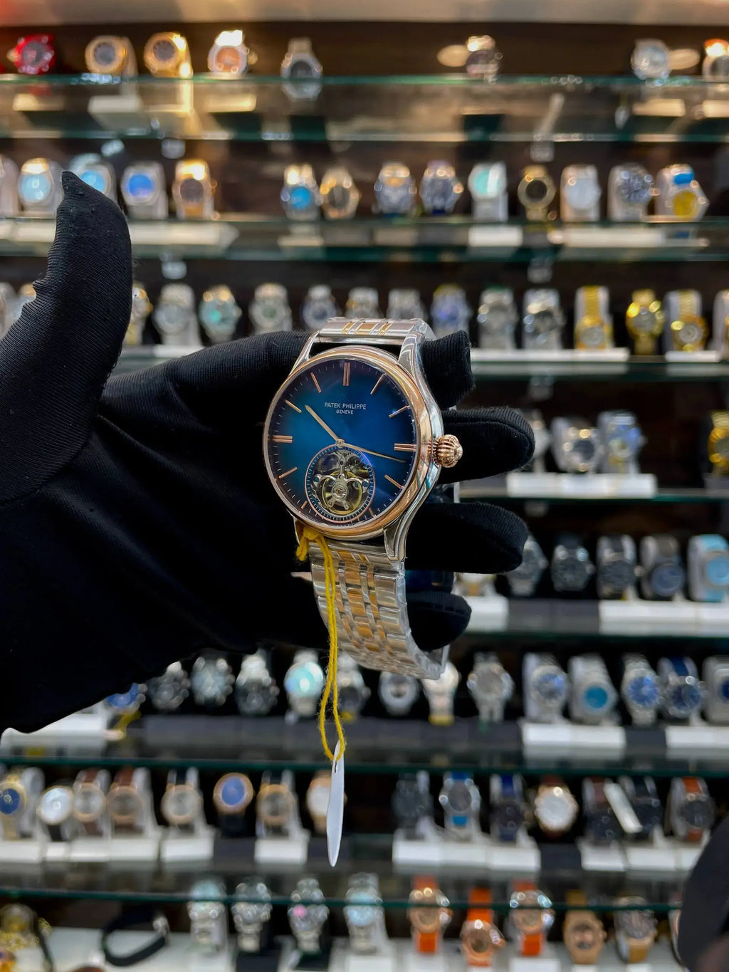 Patek phillipe pp tourbillion dail bold watch in master piece navy blue