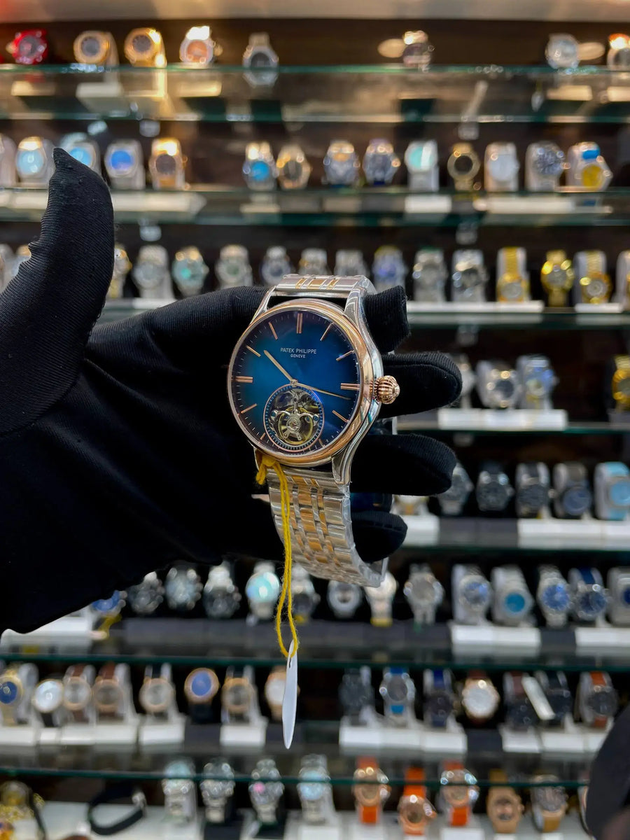 Patek phillipe pp tourbillion dail bold watch in master piece navy blue