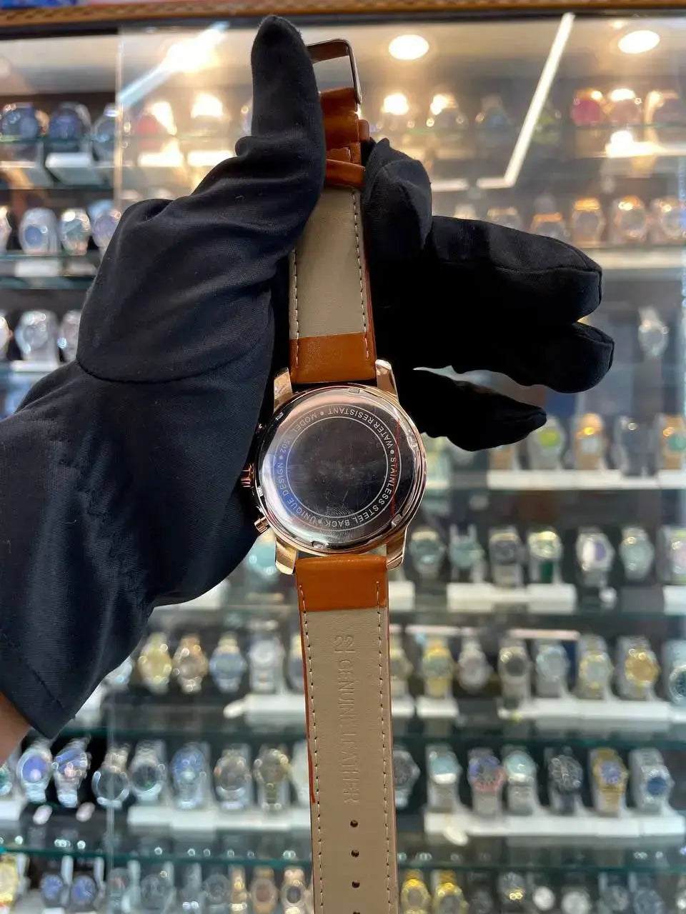 Fossil black chrono dial leather