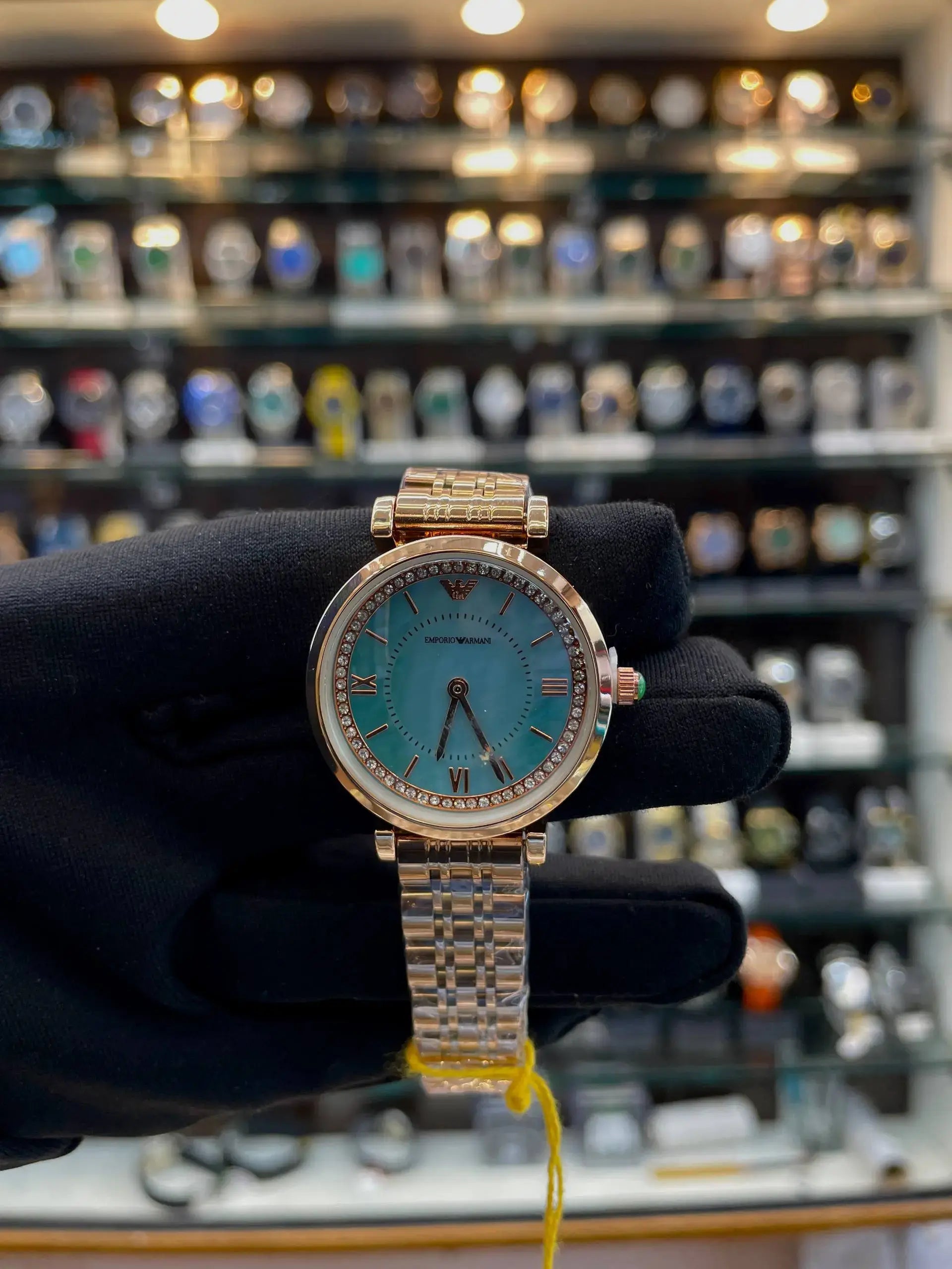 Emporio Armani new diamond dial for girls blue