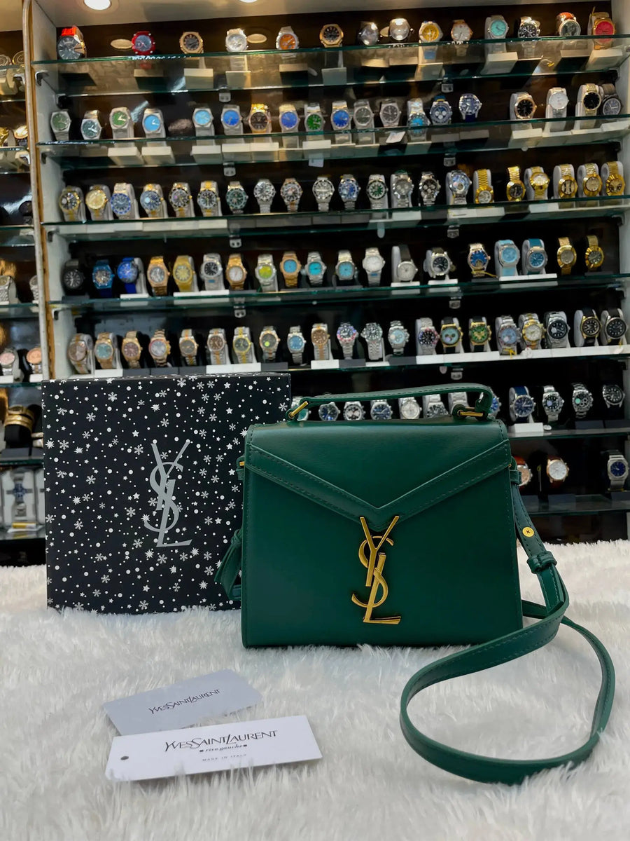 Yes saint laurent YSL mini Cassandra green top handle bag in master piece