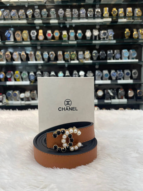 Chanel perls clip dual side girls belt