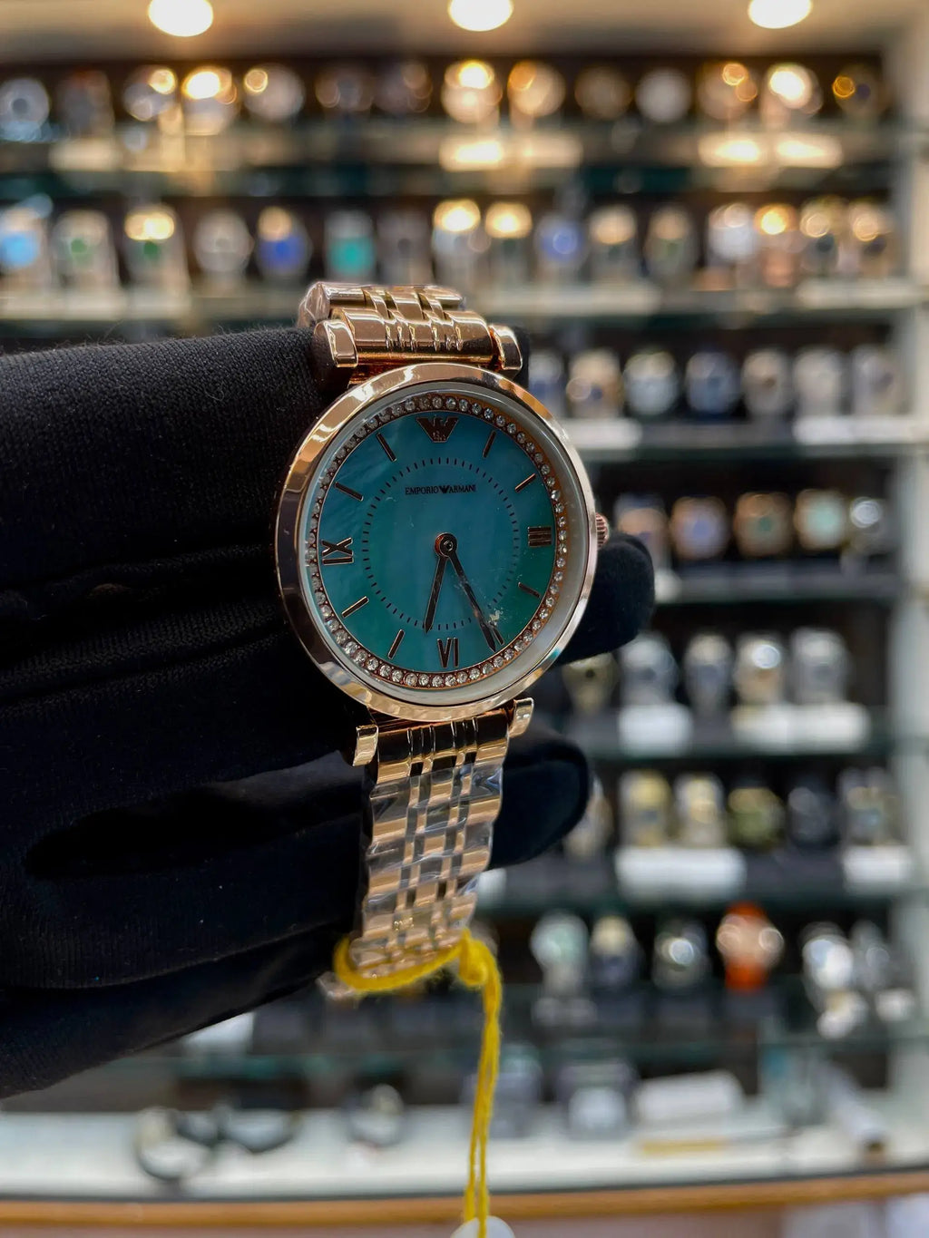 Emporio Armani new diamond dial for girls blue