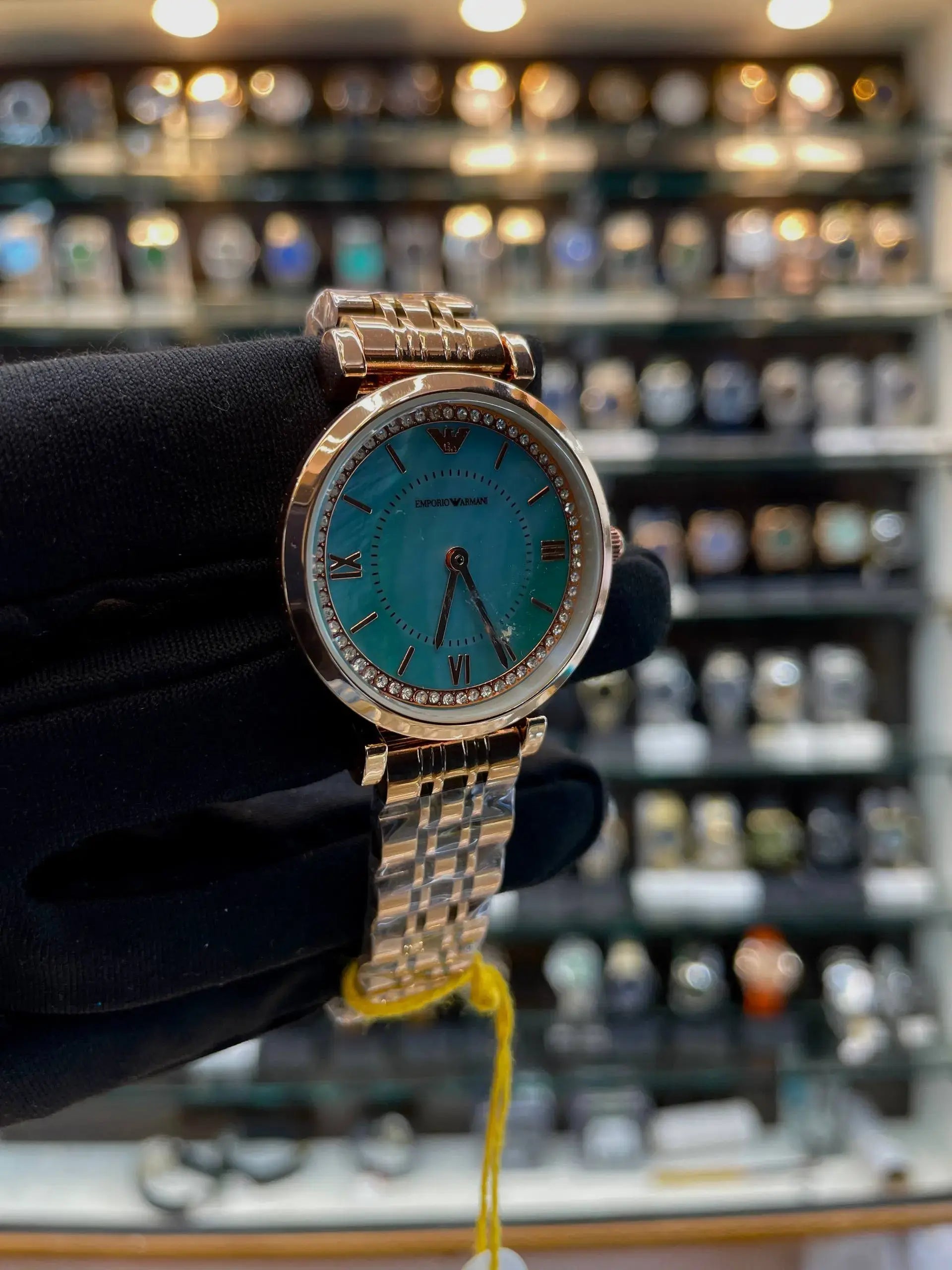 Emporio Armani new diamond dial for girls blue