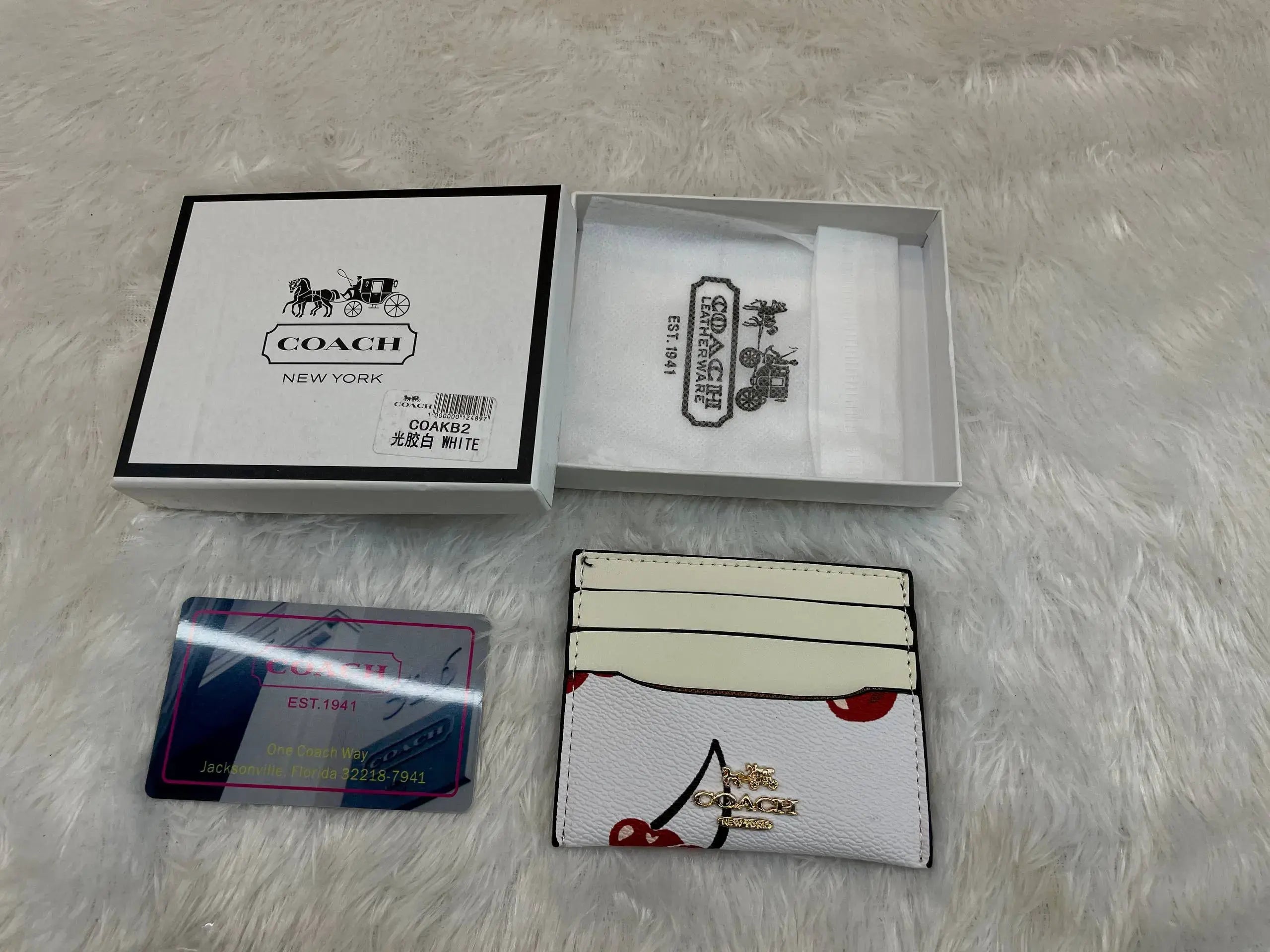 Coach card holder for girls in cherry