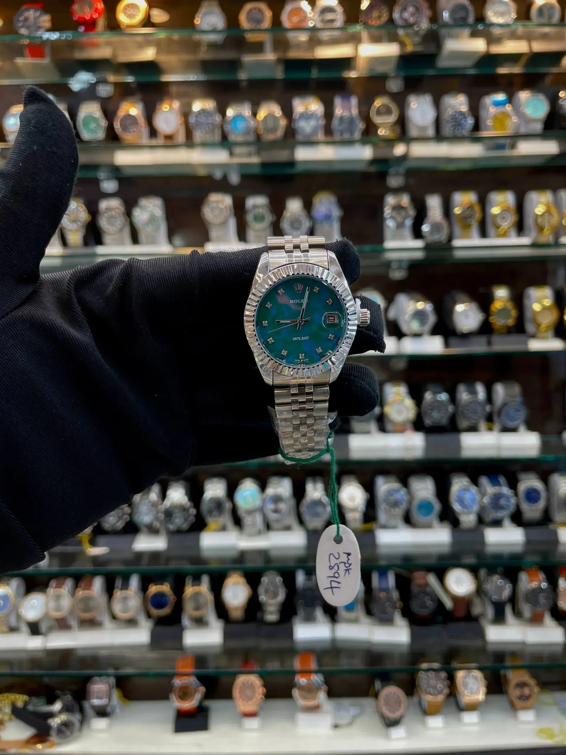 Rolex date just for girls under budget green dial