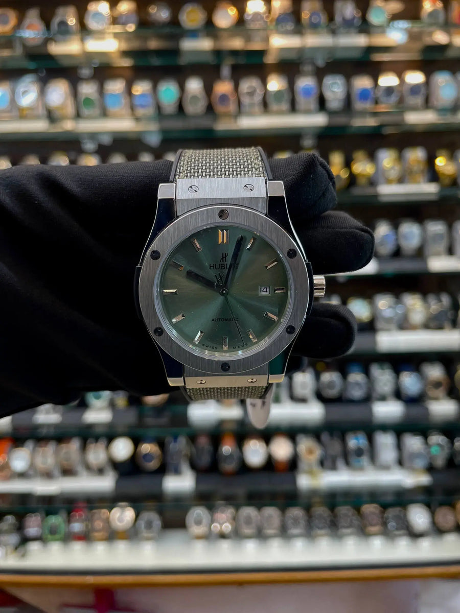 Hublot classic fusion titanium sage green in master piece
