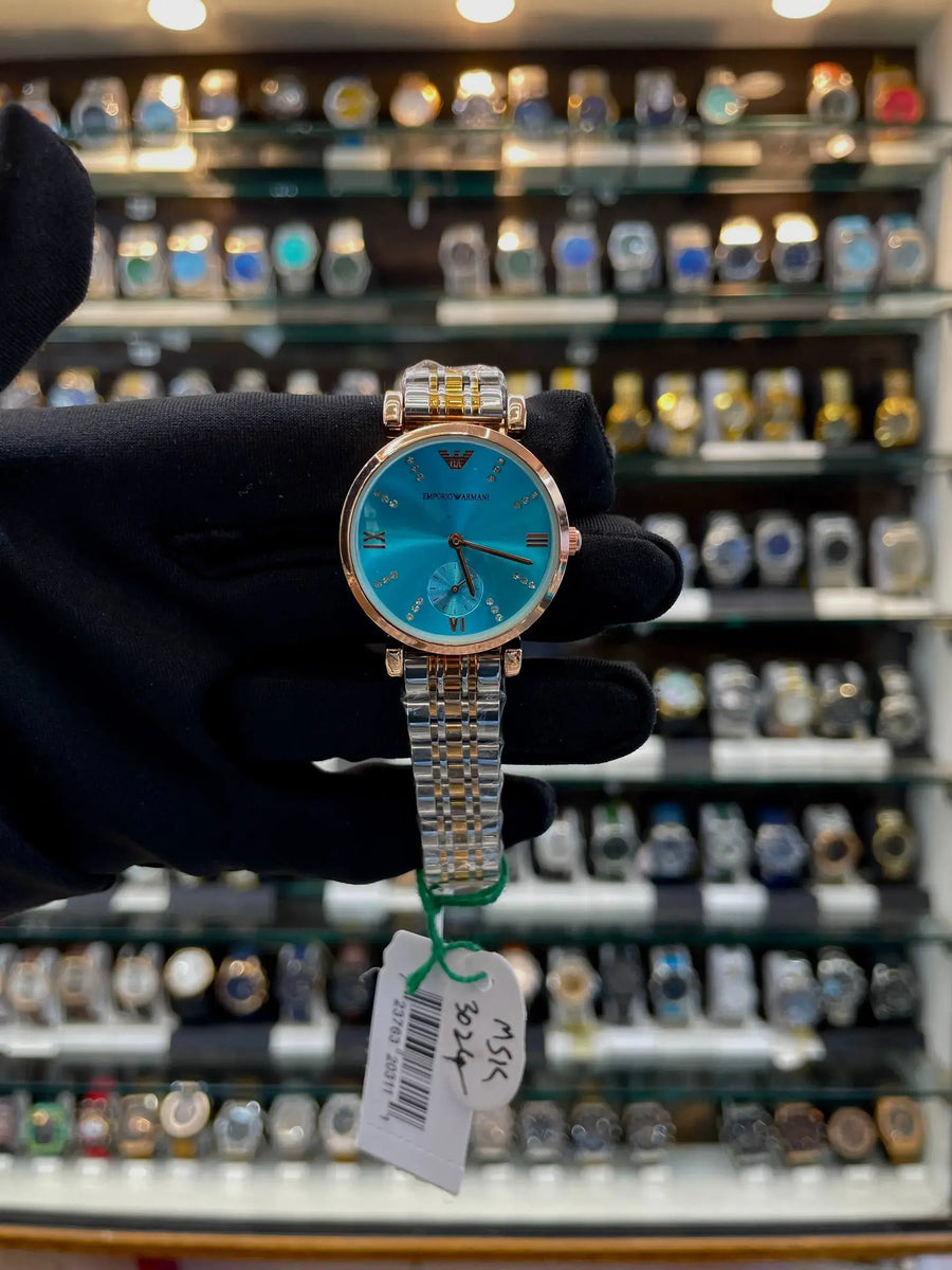 Emporio Armani one more slim beauty dial in girls new dial collection in Ocean blue