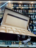 12pc leather brown briefcase watch organizer