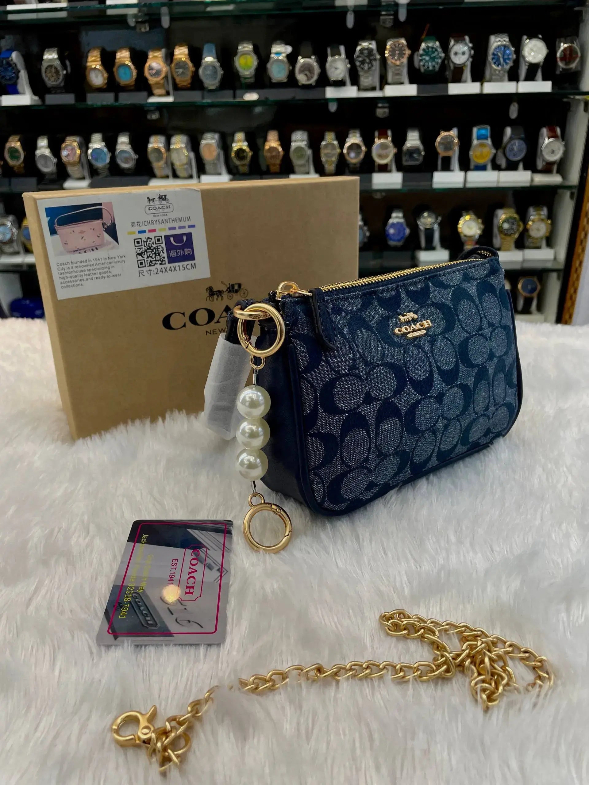 Coach nolita 19 in signature chambray