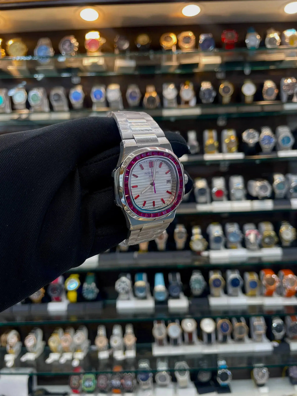 Patek phillipe nautilus. Joaillerie in master piece white dial
