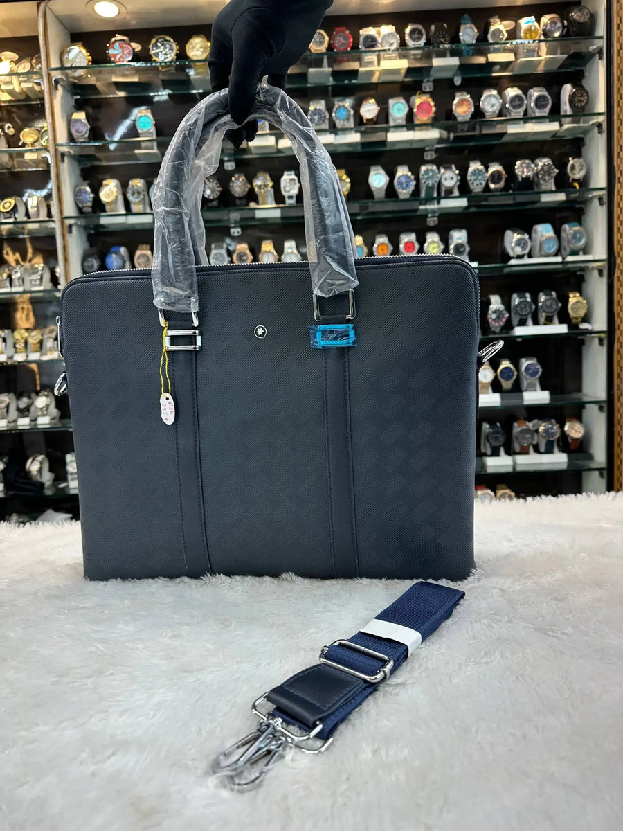 Mont Blanc blue laptop bag in heavy quality