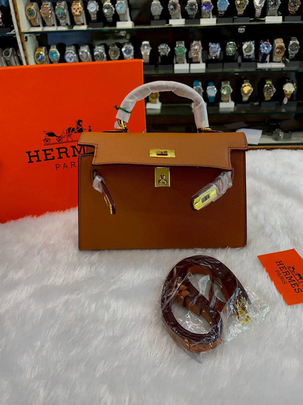 Hermes mini sling bag for women brown