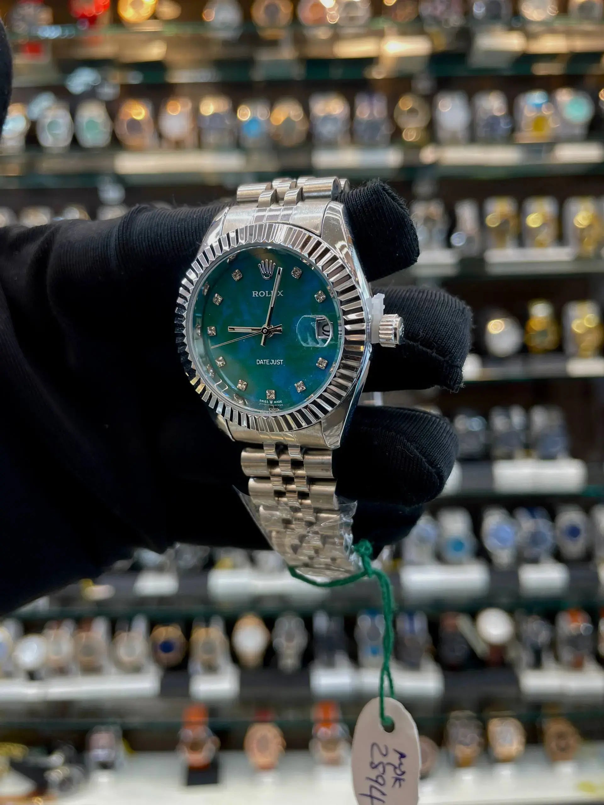 Rolex date just for girls under budget green dial