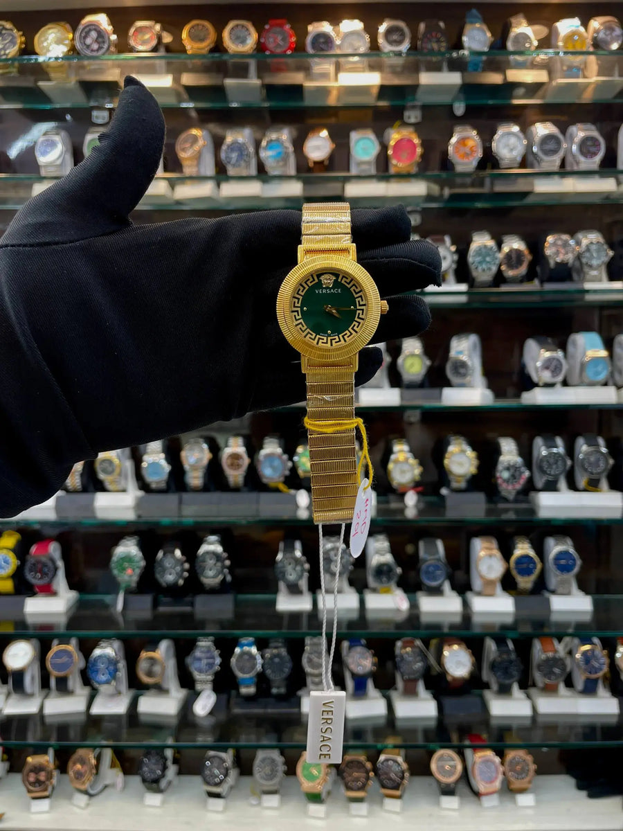 Versace greca quartz green dial in master piece for girls