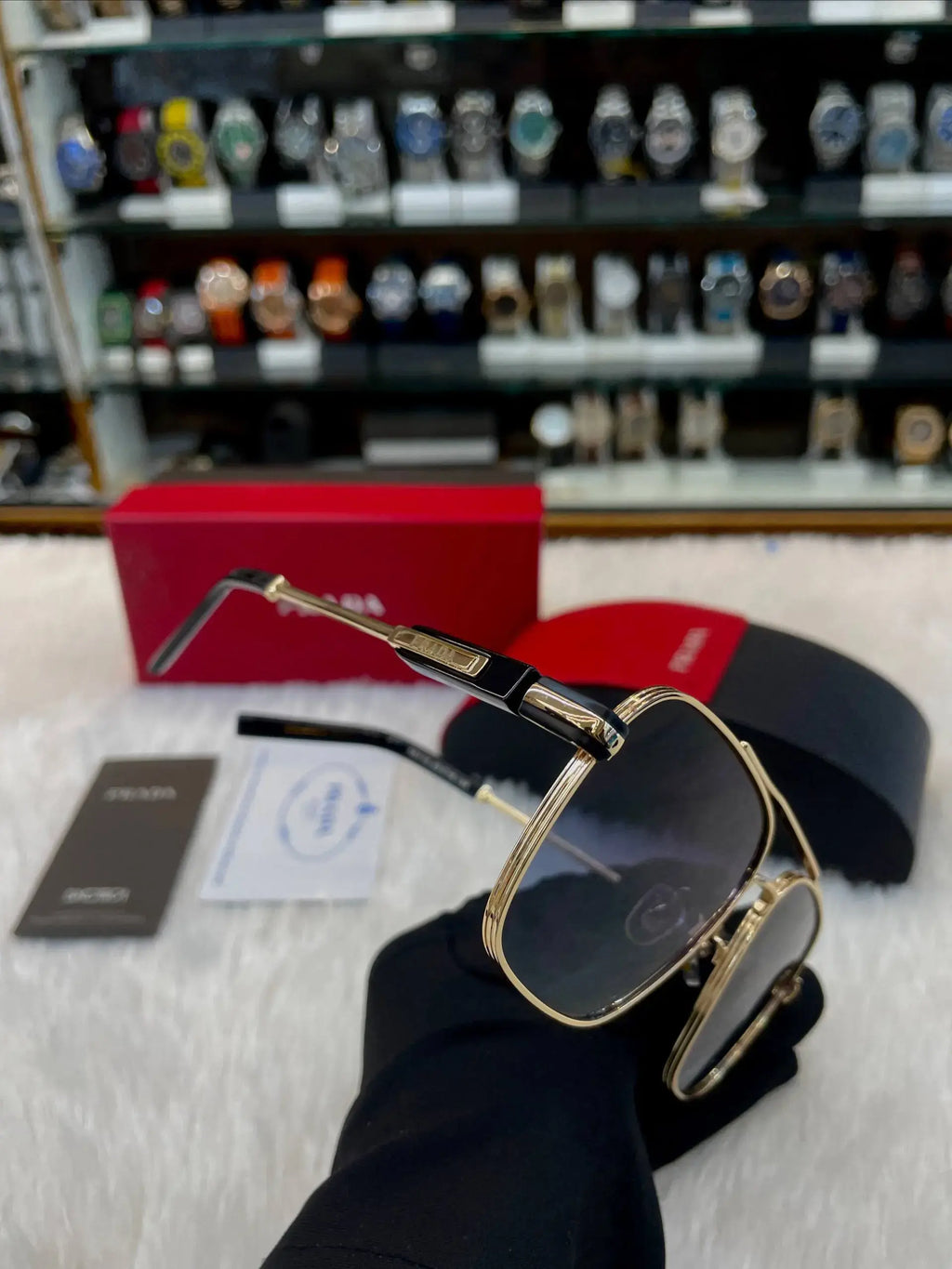 Prada mens casual wear glasses in piece gold
