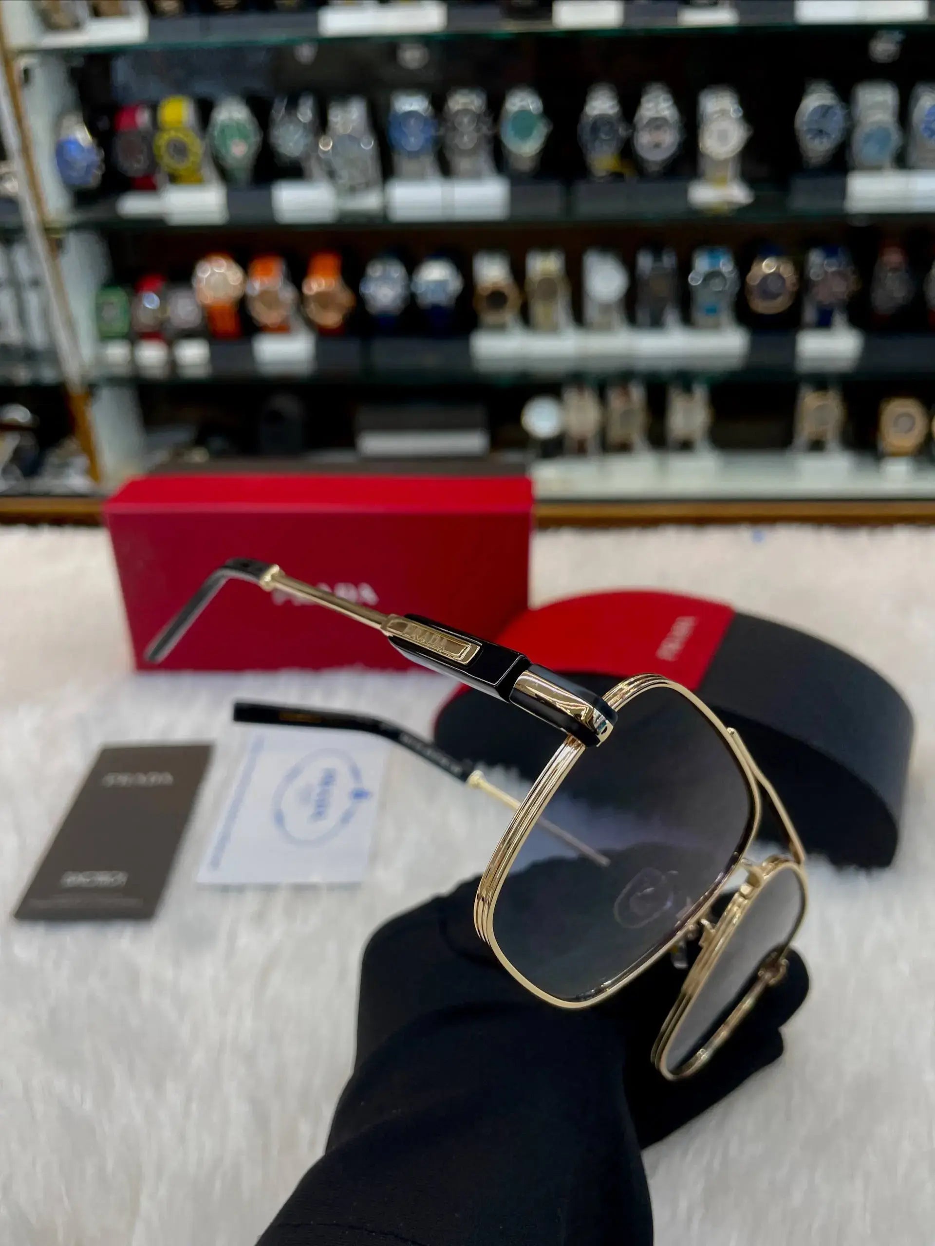 Prada mens casual wear glasses in piece gold