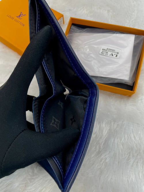 . Louis vuitton (lv) premium wallet Black x blue leather print