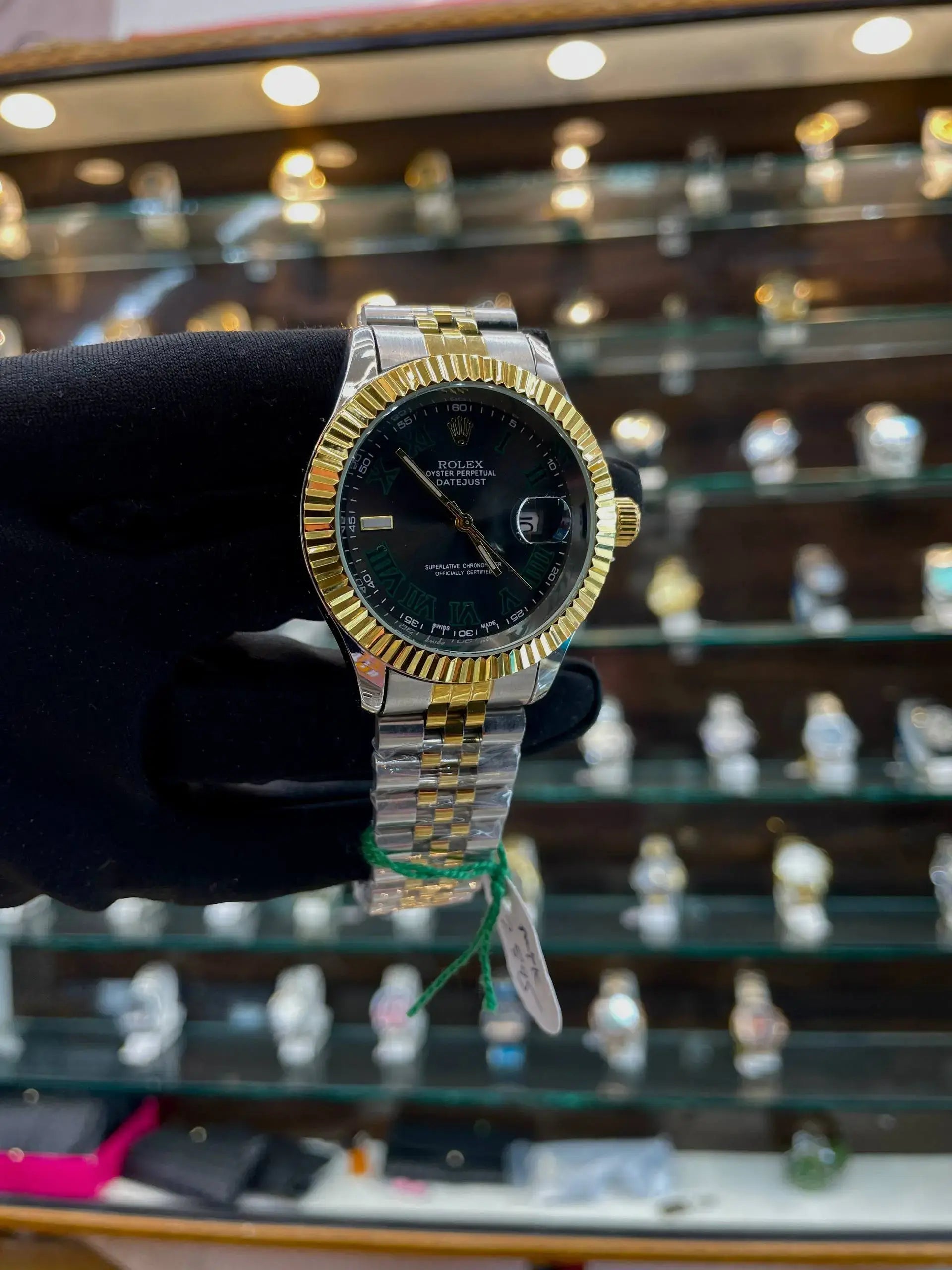 Rolex date just diamond body for mens under budget black dial