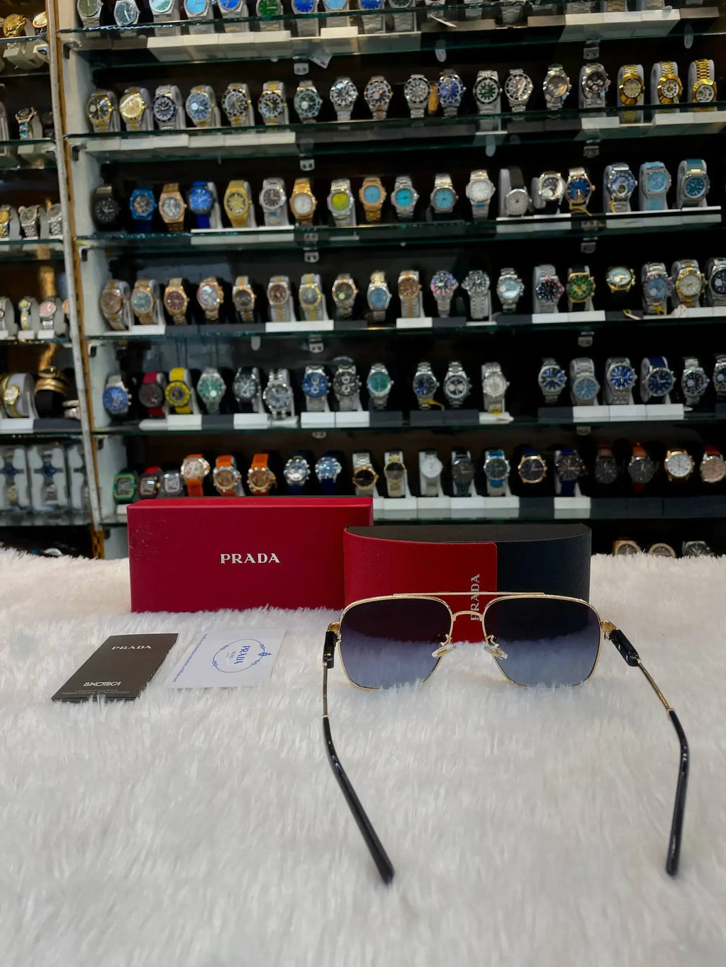 Prada mens casual wear glasses in piece gold
