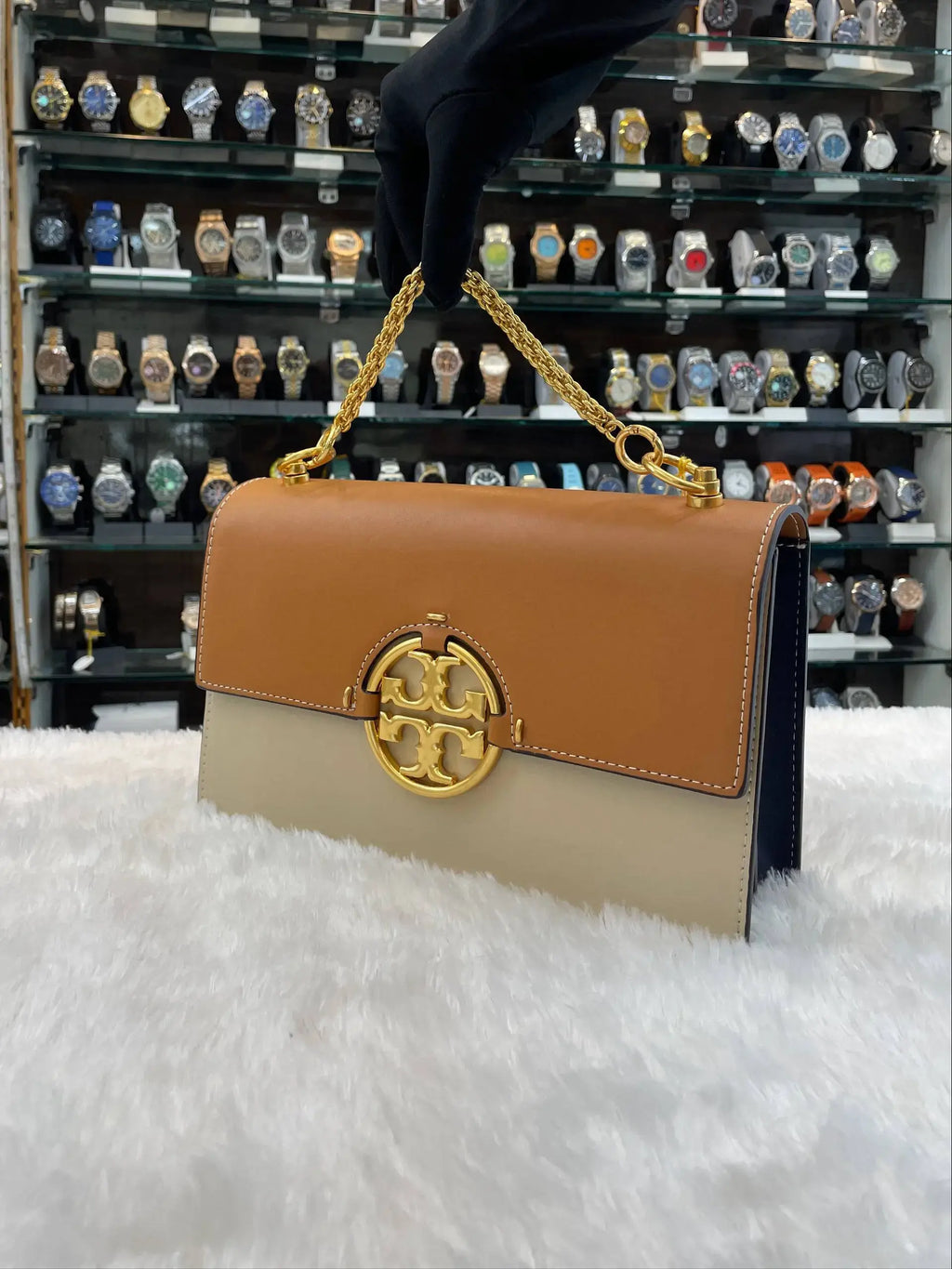 Tory burch Miller colour-block flap shoulder bag in master piece