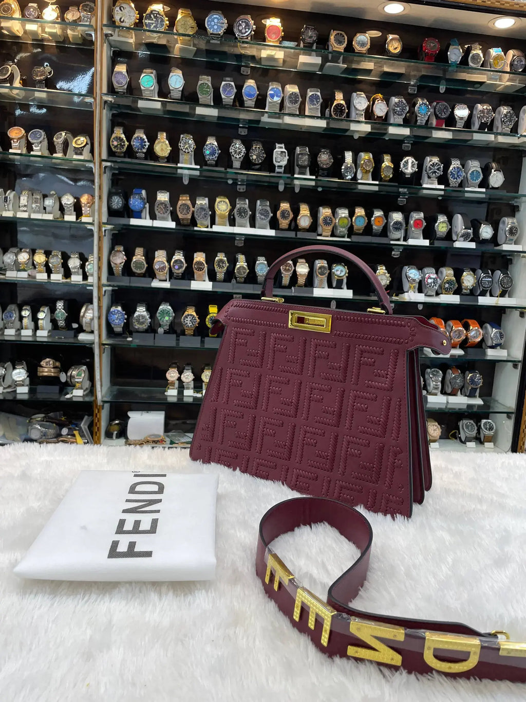 Fendi maroon peekaboo iseeu sling bag in master piece