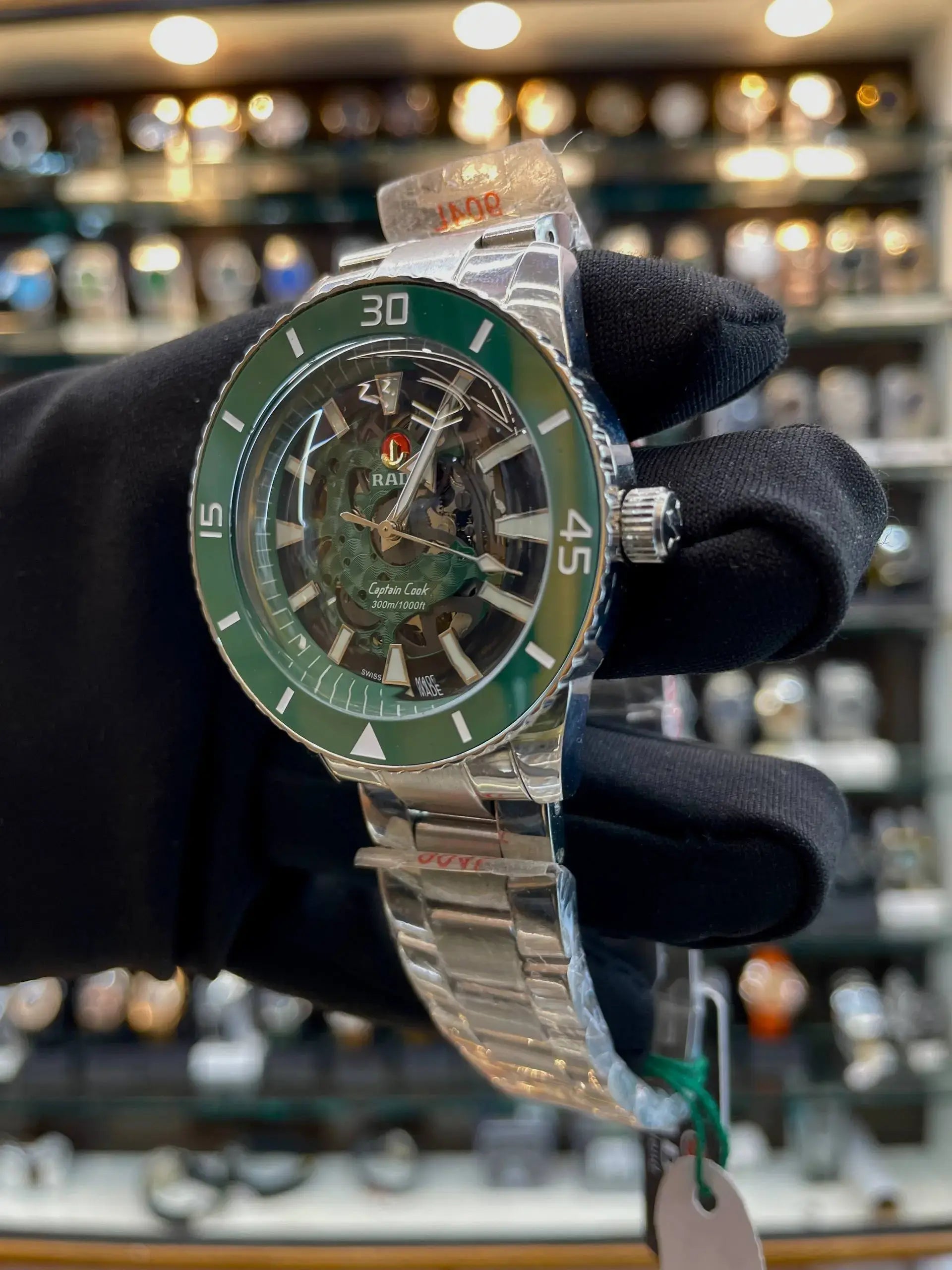 Rado captain-cook now transparent in master green