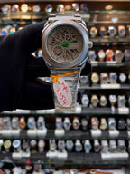 Bvlgari Octo Finissimo skeleton matte grey green watch front view