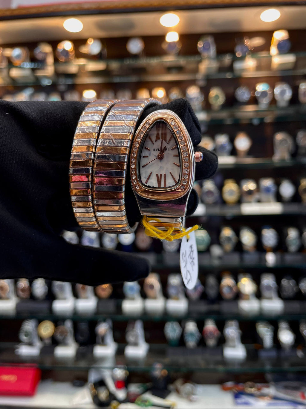 Bvlgari Serpenti bracelet watch close up