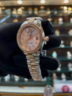 Rolex date just for girls under budget gold dial dual tone pink dial