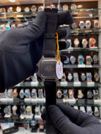 Casio AE-1200WH-1A black leather digital watch back view