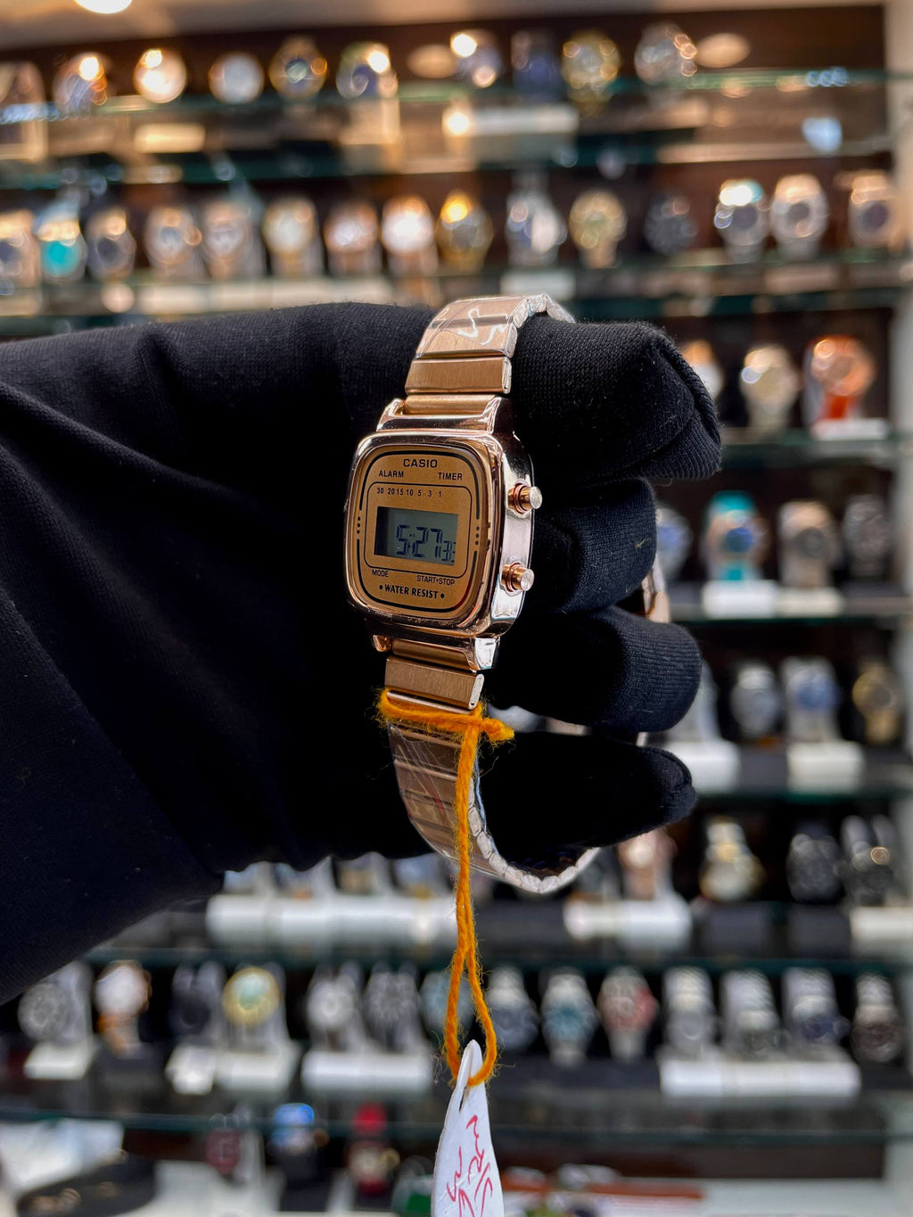 Casio LA670WGA rose gold digital watch side view