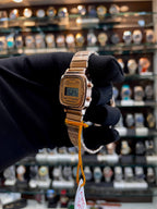 Casio LA670WGA rose gold digital watch side view