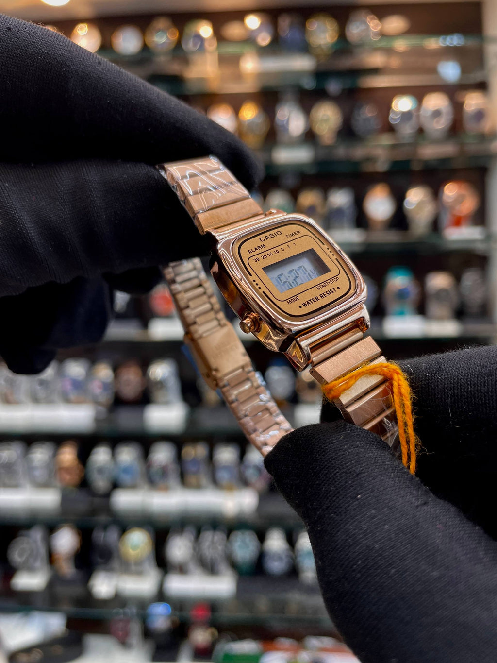 Casio Vintage LA670WGA rose gold ladies watch close up