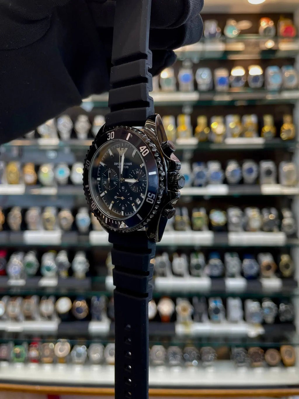 Emporio Armani 100meters chronograph for mens full black