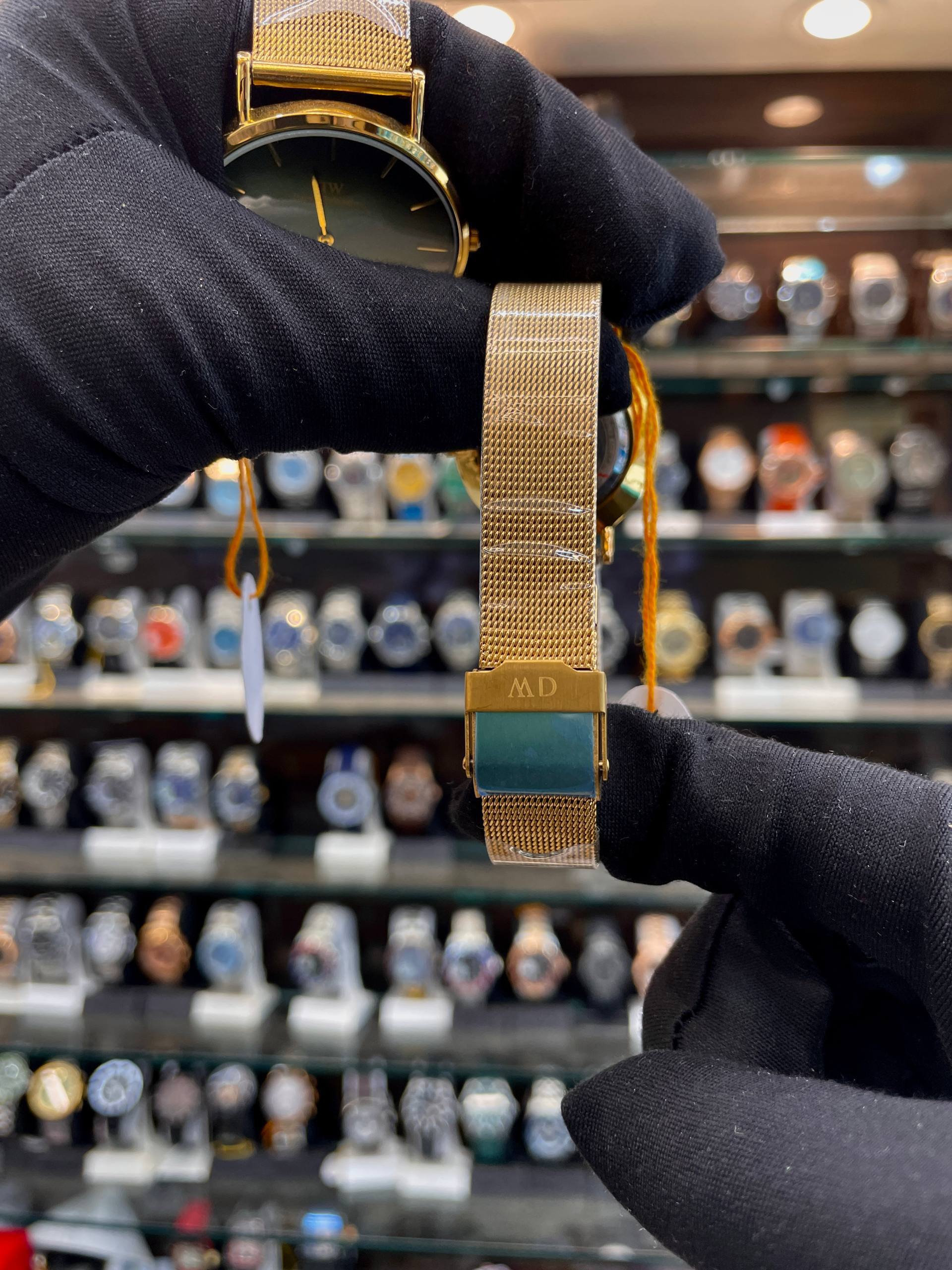 Daniel Wellington couple gold chain watch set strap