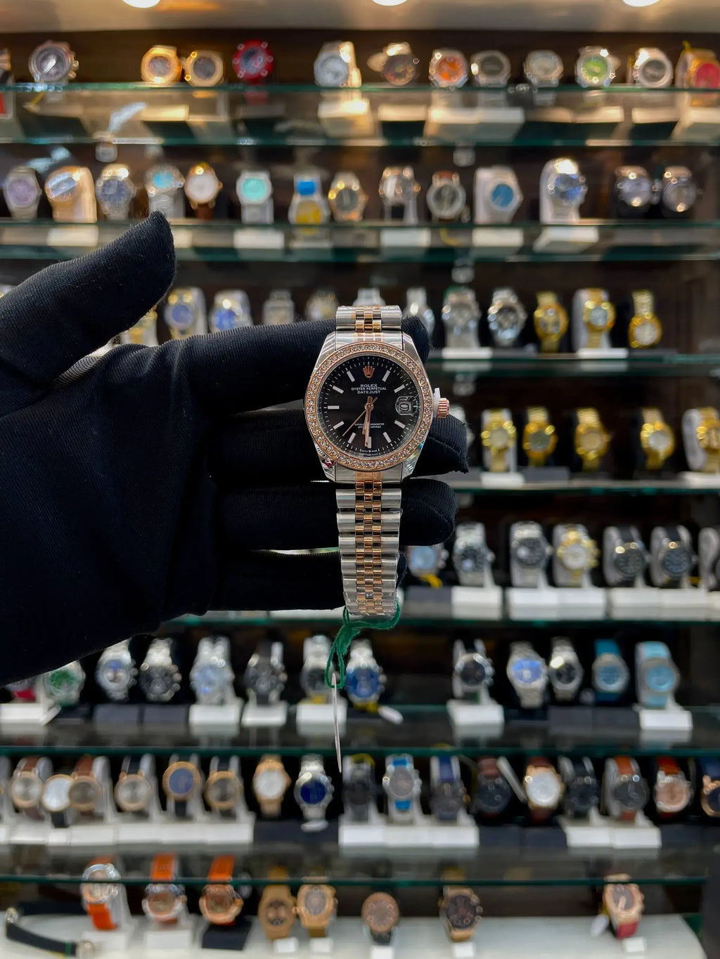 Rolex date just for girls under budget black dial