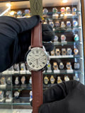 Fossil white chrono dial leather master piece