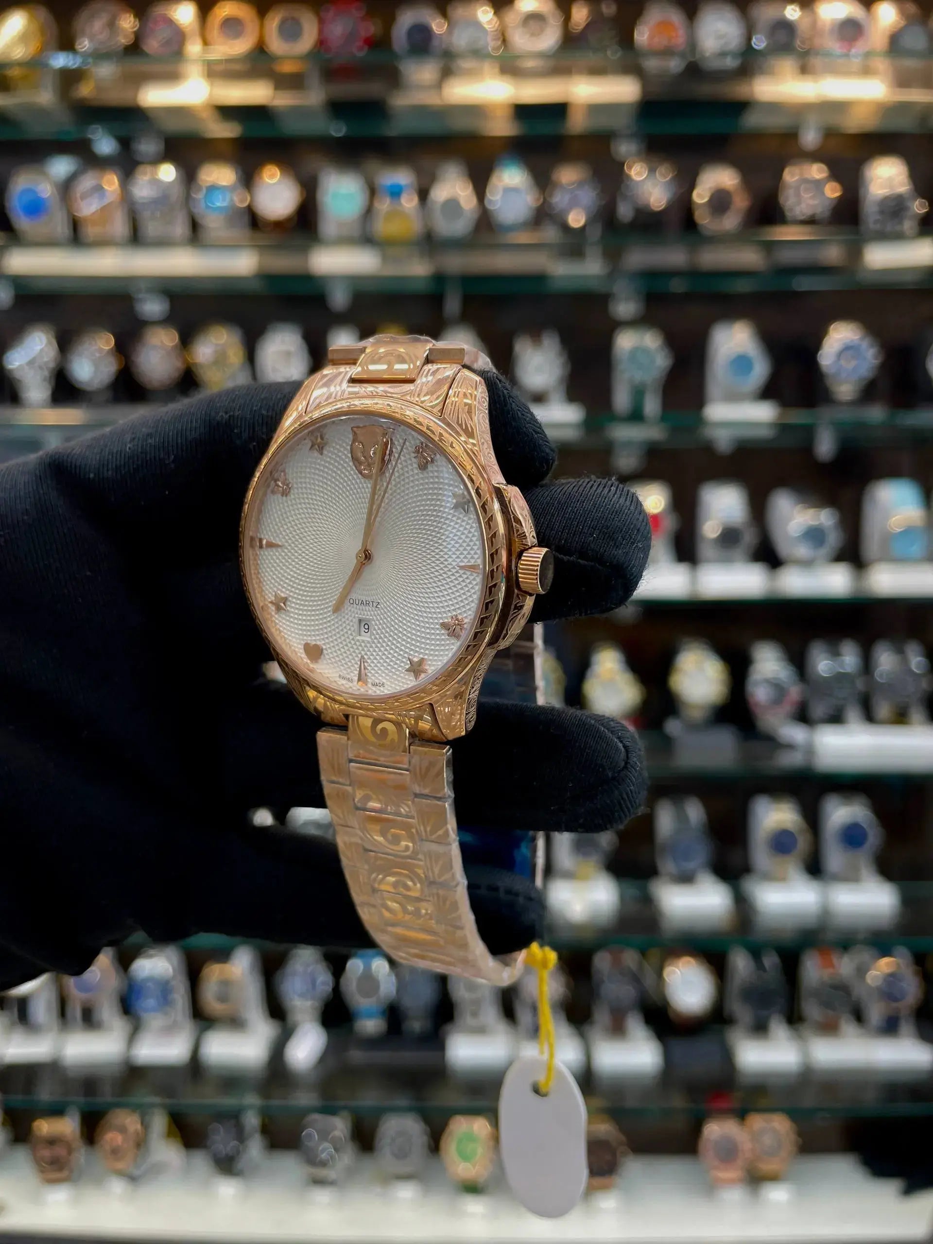 Gucci g-timeless rose gold dial quartz