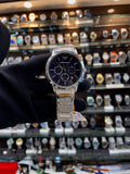 Emporio Armani navy blue dial watch for men front view